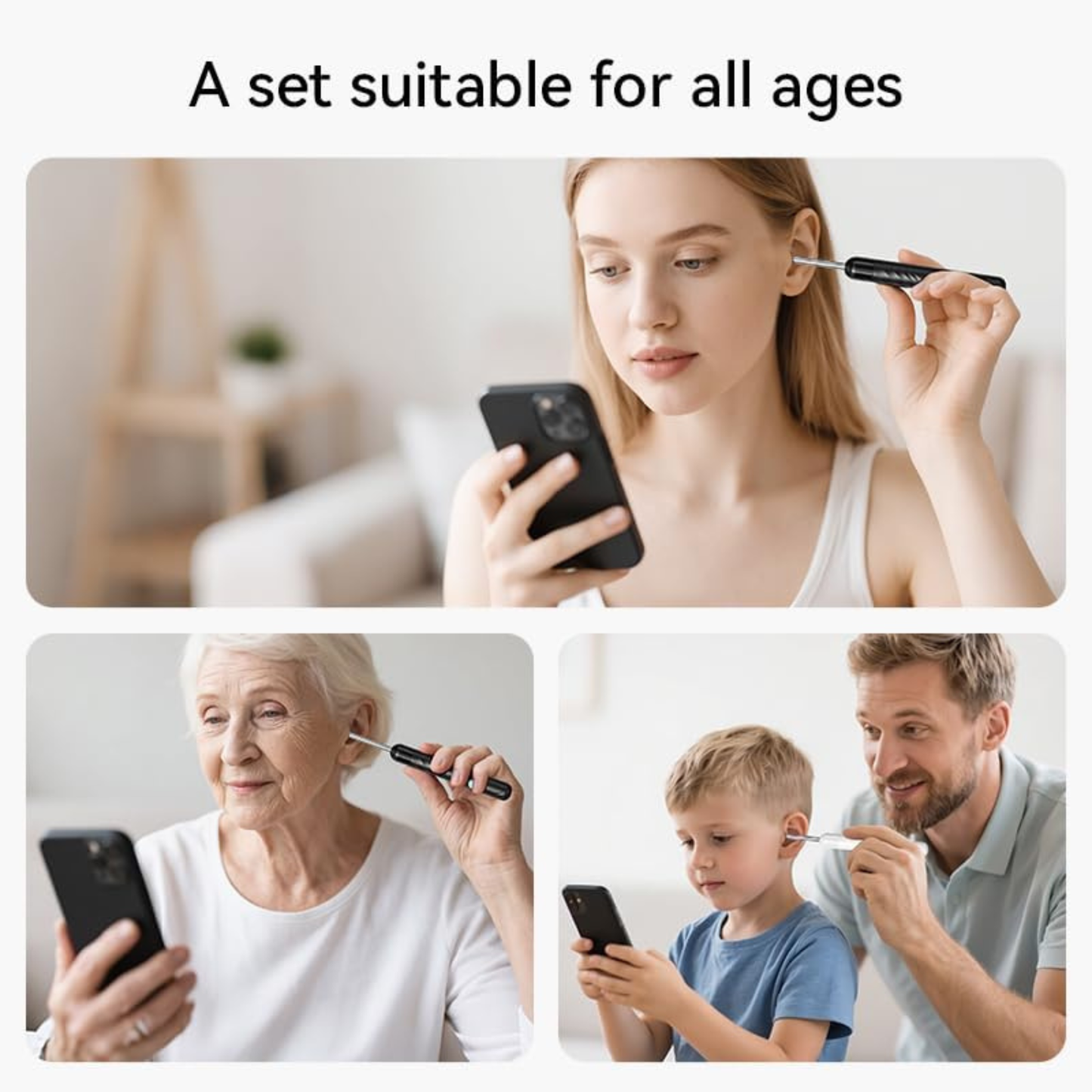 AuriVue – Kit de Limpieza de Oídos con Cámara HD 1080P, LED, WiFi, Android e iOS